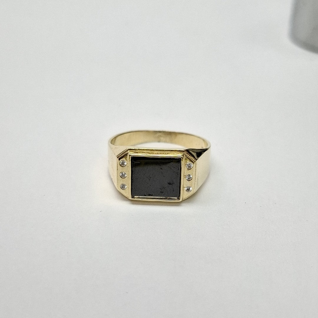 ANILLOS CON ONIX Y CIRCONIAS 10K TALLA 10 3.7 GR (NUEVO)
