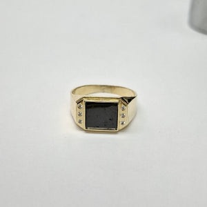 ANILLOS CON ONIX Y CIRCONIAS 10K TALLA 10 3.7 GR (NUEVO)