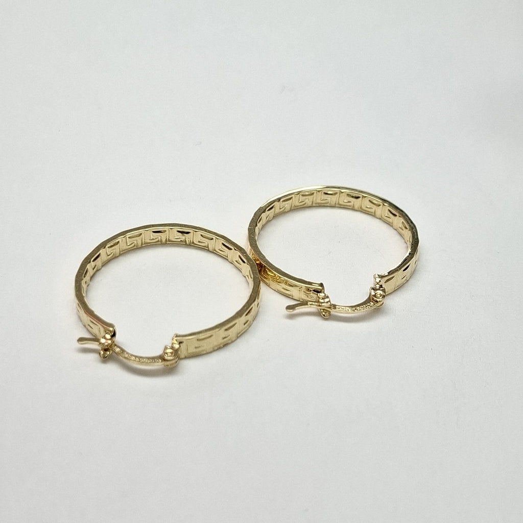 ARETES TEJIDO ARRACADA CON GRECAS 14K 2.7 GR (NUEVO)