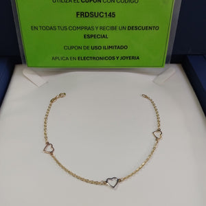 PULSERA ESPECIAL CON CORAZONES 14K 18 CM 1.3 GR (NUEVO)