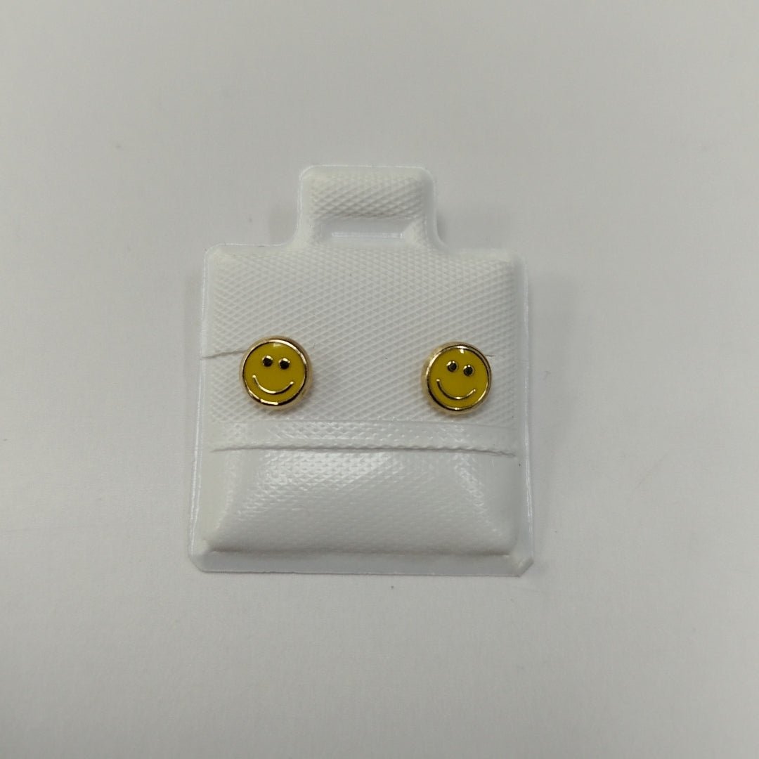 BROQUELES BROQUEL FIG SONRISA ESMALTE AMARILLO 14K 0.2074 GR (NUEVO)