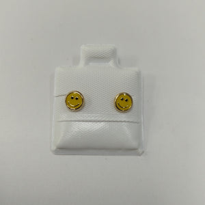 BROQUELES BROQUEL FIG SONRISA ESMALTE AMARILLO 14K 0.2074 GR (NUEVO)
