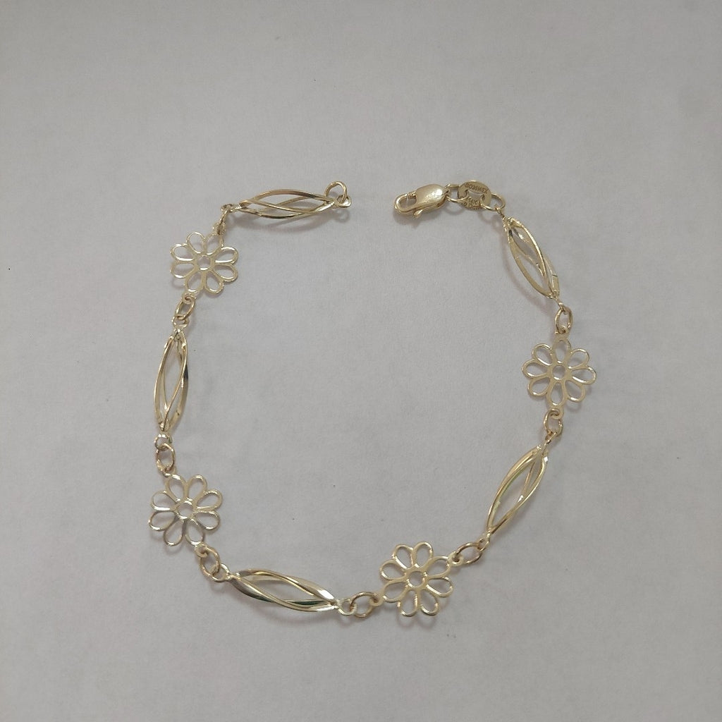 PULSERA ESPECIAL CON FLORES 14K 18 CM 2.7 GR (NUEVO)