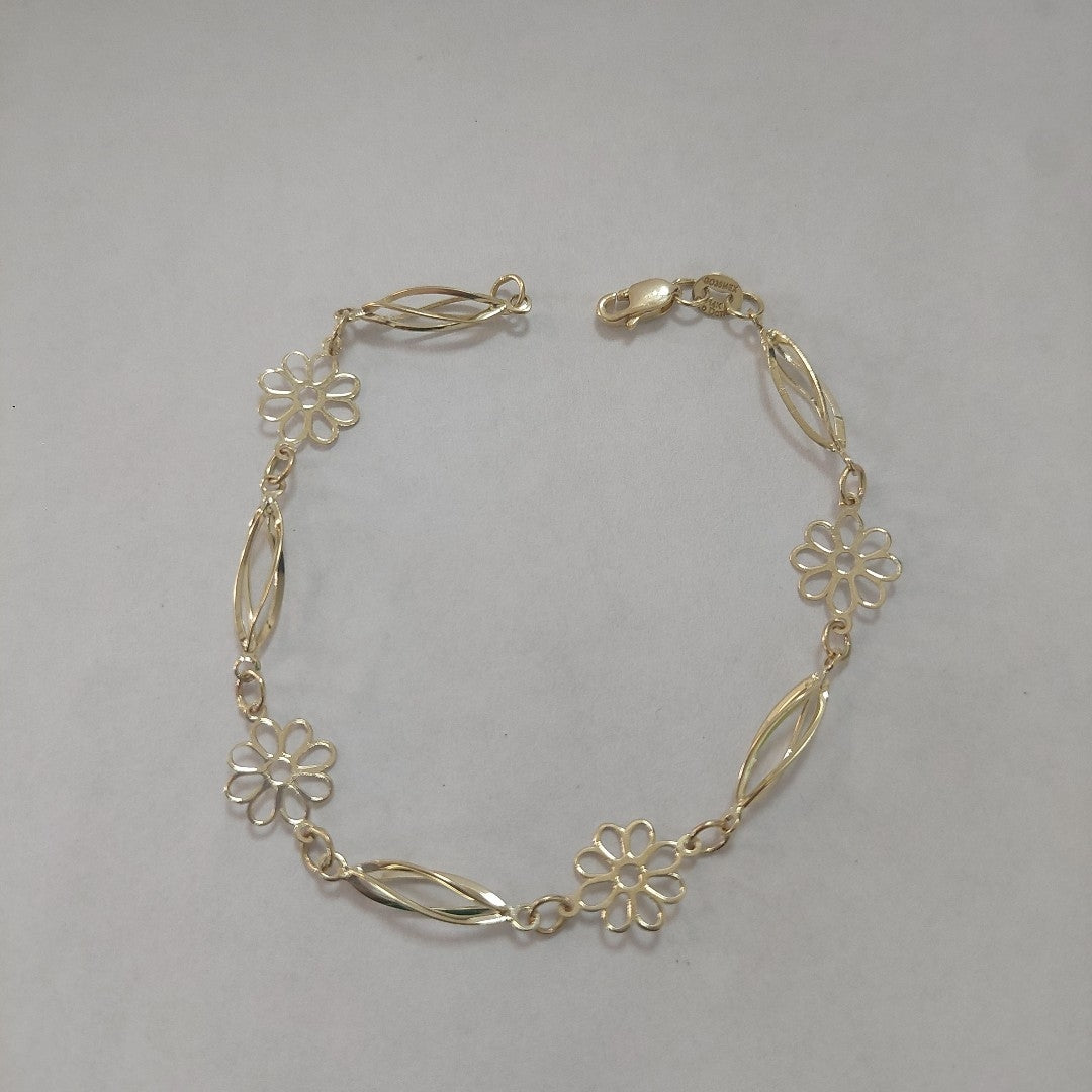 PULSERA ESPECIAL CON FLORES 14K 18 CM 2.7 GR (NUEVO)