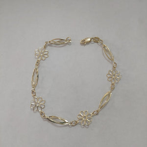 PULSERA ESPECIAL CON FLORES 14K 18 CM 2.7 GR (NUEVO)