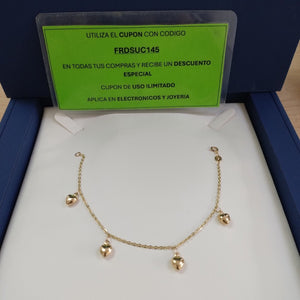PULSERA ESP CON FIG CORAZONES 14K 18 CM 1.7 GR (NUEVO)