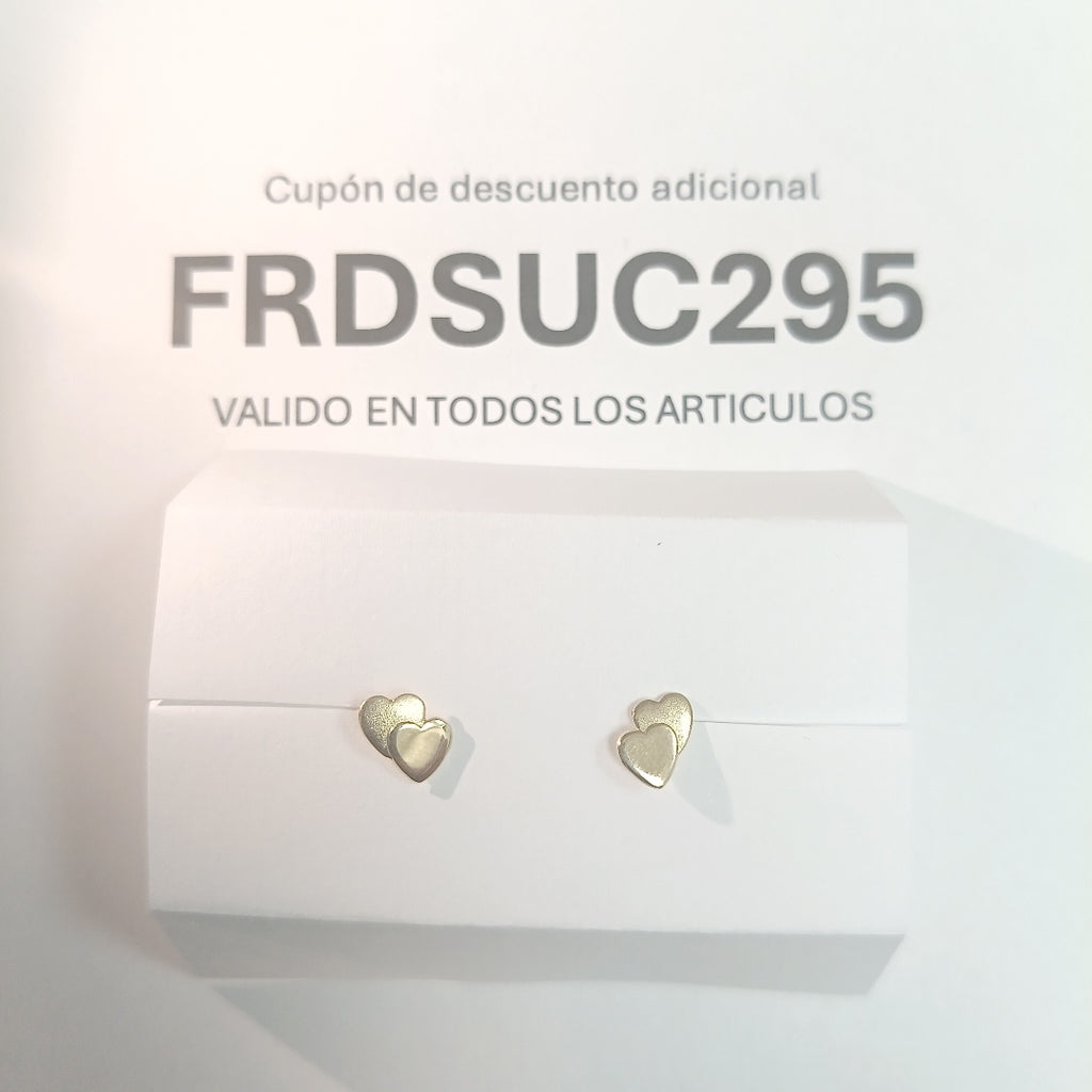 BROQUELES BROQUEL CORAZON DOBLE 14K 0.2171 GR (NUEVO)