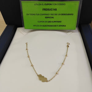 PULSERA TEJIDO ESPECIAL CON DOS CORAZONES 14K 18 CM 1.7 GR (NUEVO)