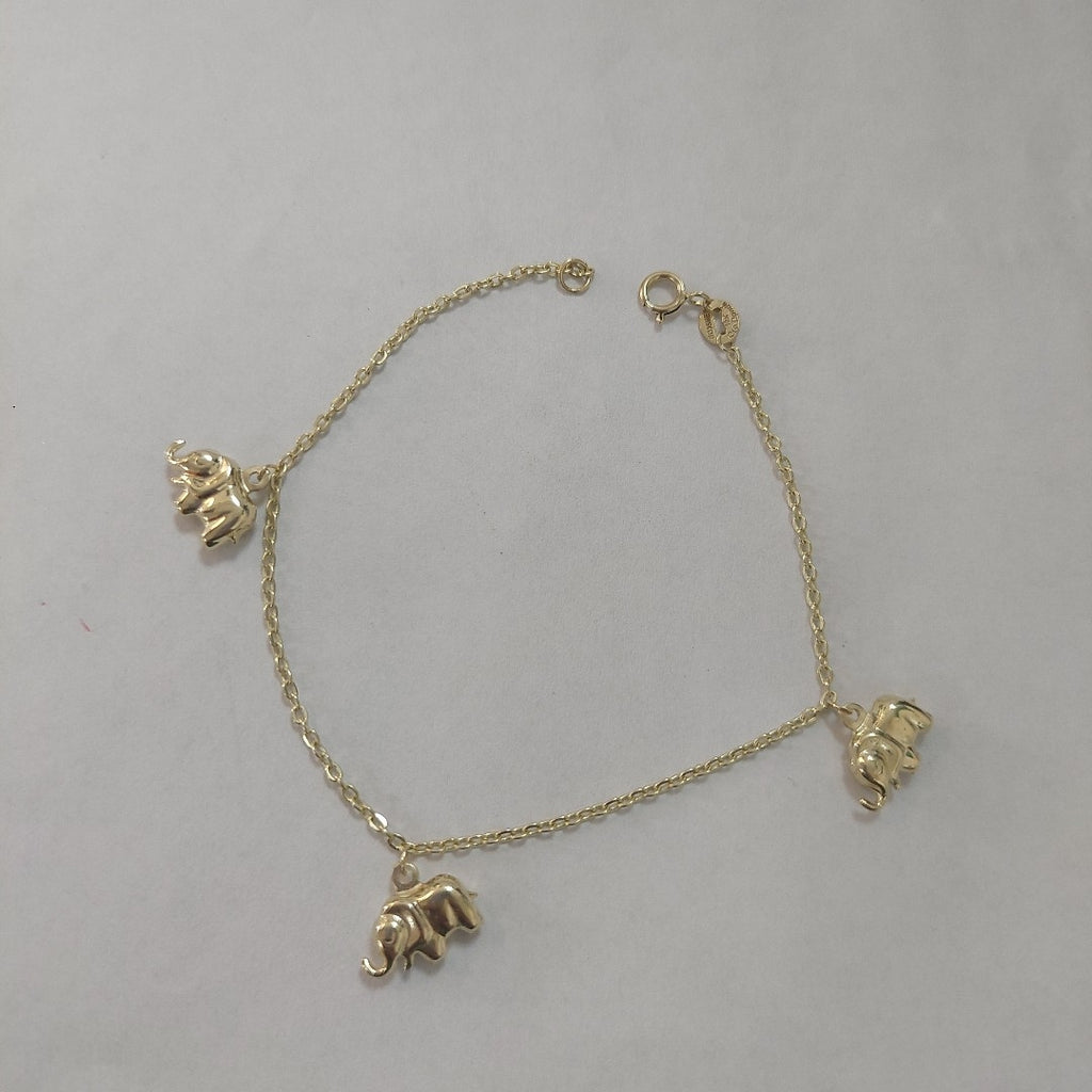 PULSERA ESPECIAL CON DIJES ELEFANTES 10K 18 CM 2.1 GR (NUEVO)