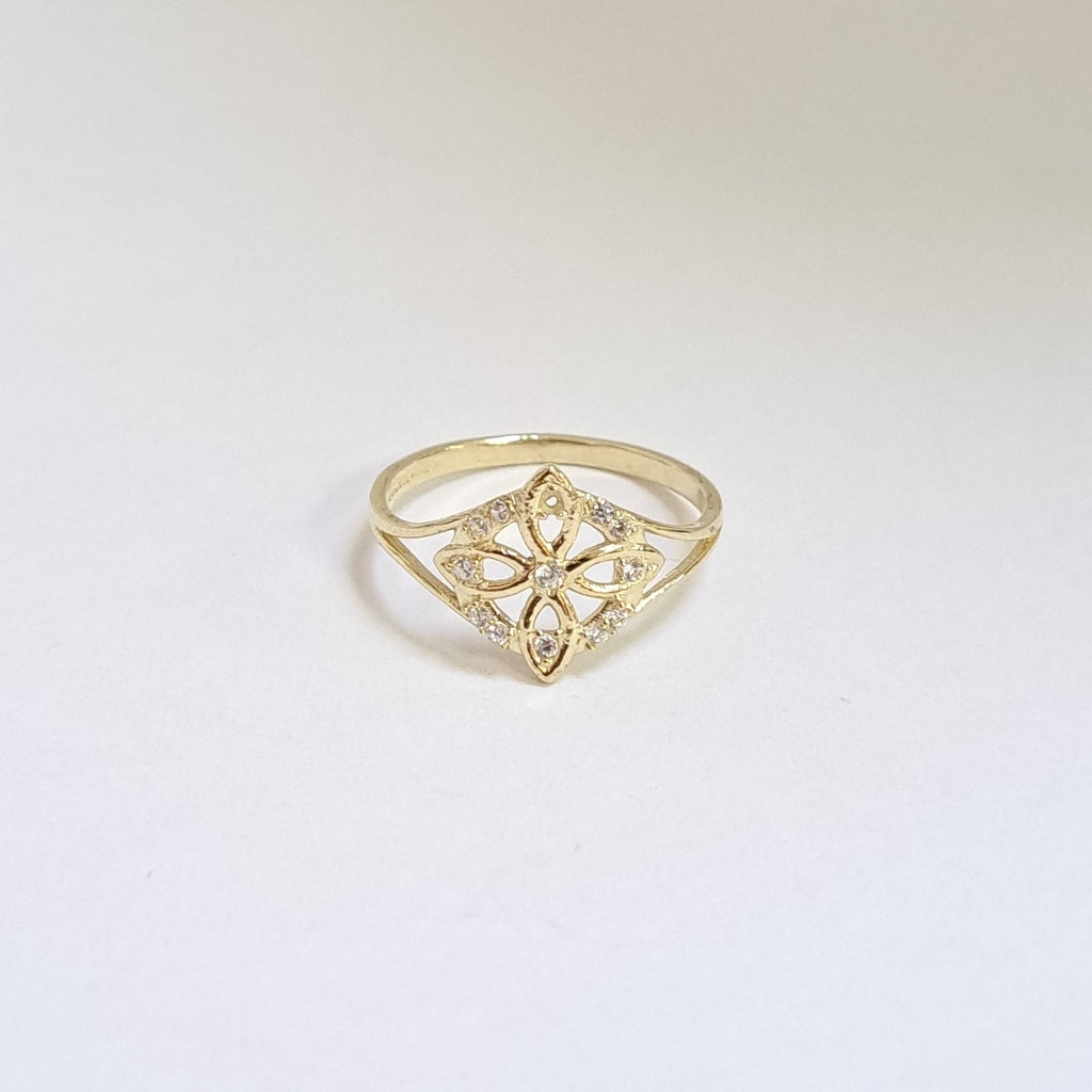 ANILLOS ANILLITO FIG NUDO DE BRUJA CON CIRCONIAS 10K TALLA 8 1.7 GR (NUEVO)