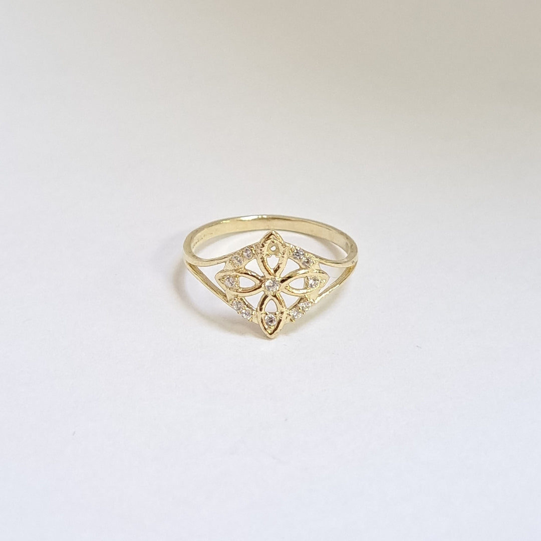 ANILLOS ANILLITO FIG NUDO DE BRUJA CON CIRCONIAS 10K TALLA 8 1.7 GR (NUEVO)