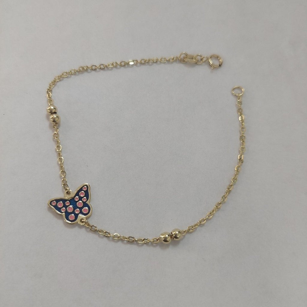 PULSERA TEJIDO ESPECIAL MARIPOSA CON ESMALTE 14K 18 CM 1.8 GR (NUEVO)