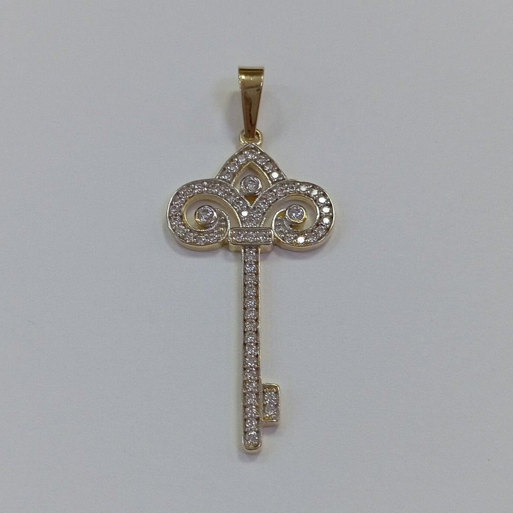 DIJE LLAVE C CIRCONIAS 14K 1.6 GR (NUEVO)