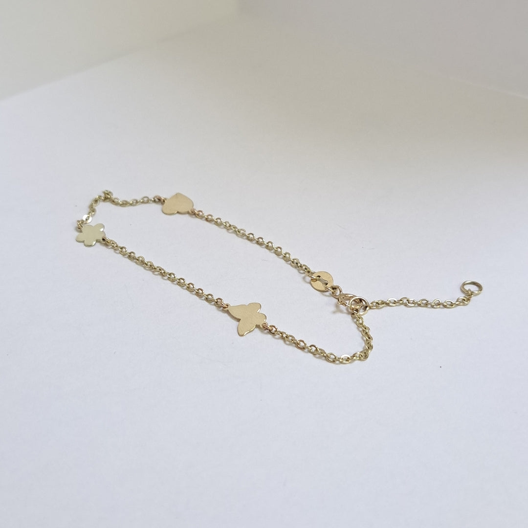PULSERA ESPECIAL C FIGURAS 14K 18 CM 1.8 GR (NUEVO)