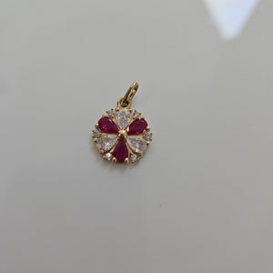 DIJE FLOR CIRCONIAS Y PIEDRAS DE COLOR 14K 2.8 GR (NUEVO)