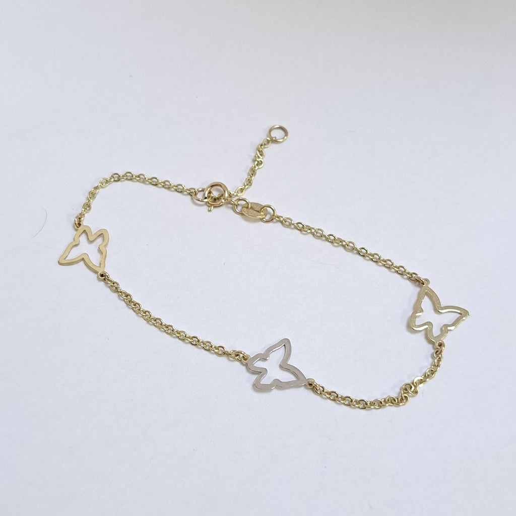 PULSERA ESPECIAL C MARIPOSAS 14K 18 CM 1.7 GR (NUEVO)