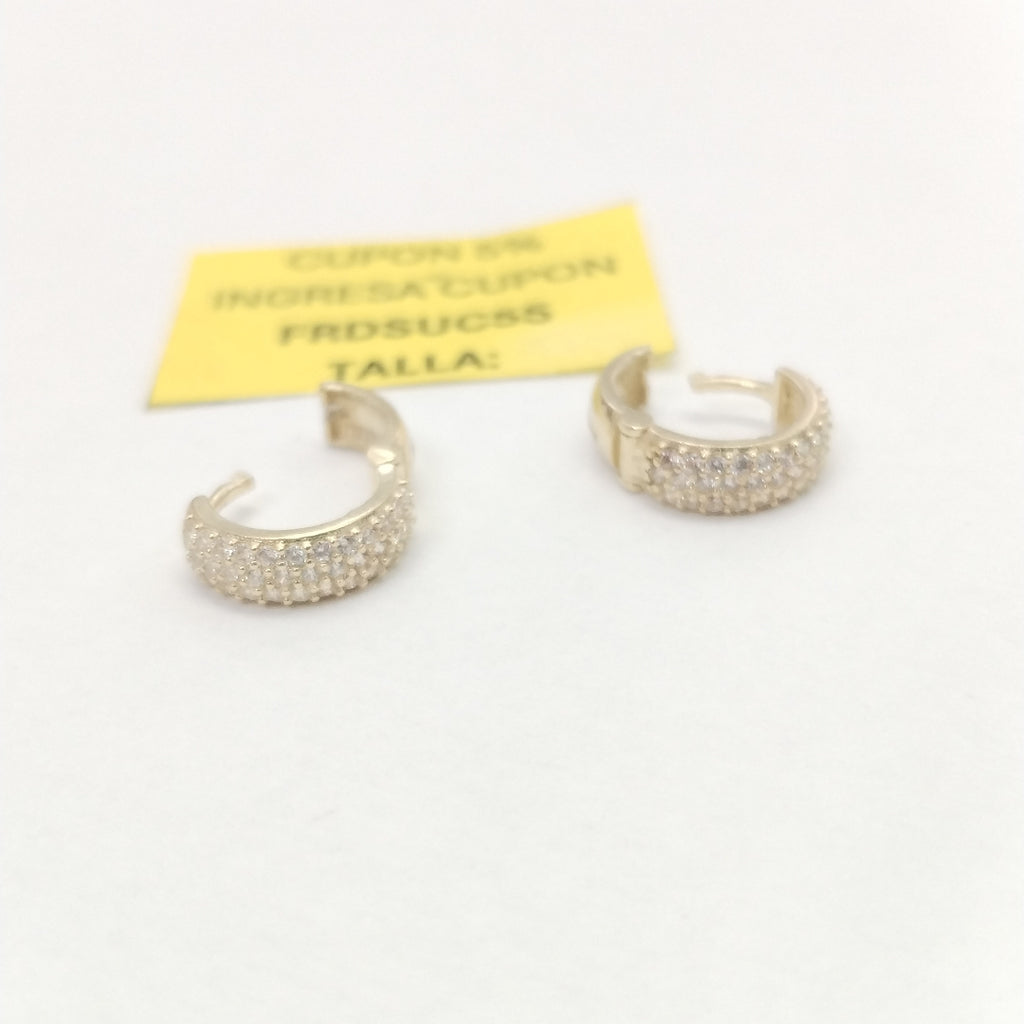 ARETES HUGGIE CON CIRCONIAS 14K 2 GR (NUEVO)