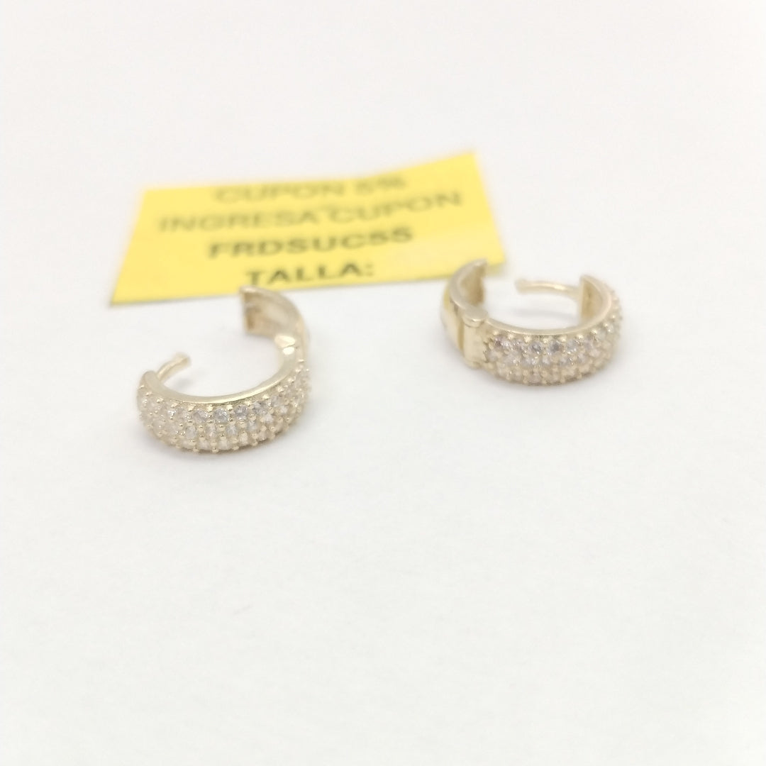 ARETES HUGGIE CON CIRCONIAS 14K 2 GR (NUEVO)
