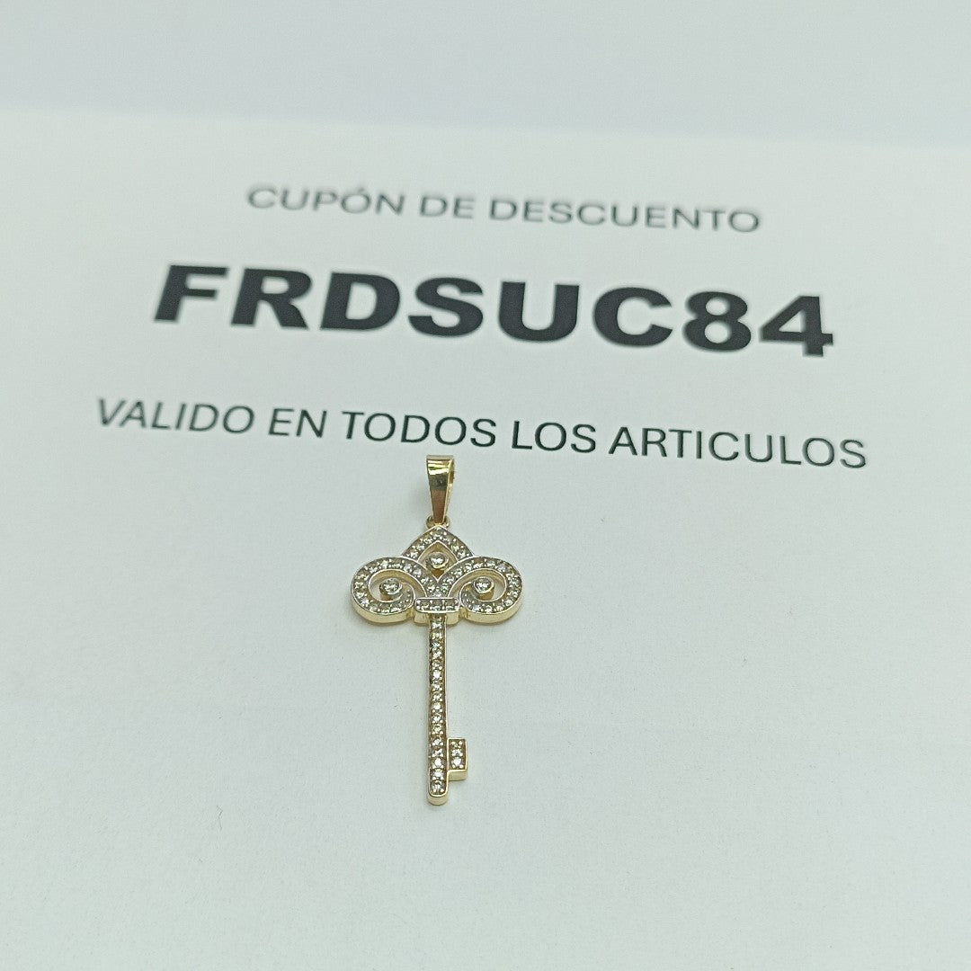DIJE LLAVE C CIRCONIAS 14K 1.6 GR (NUEVO)