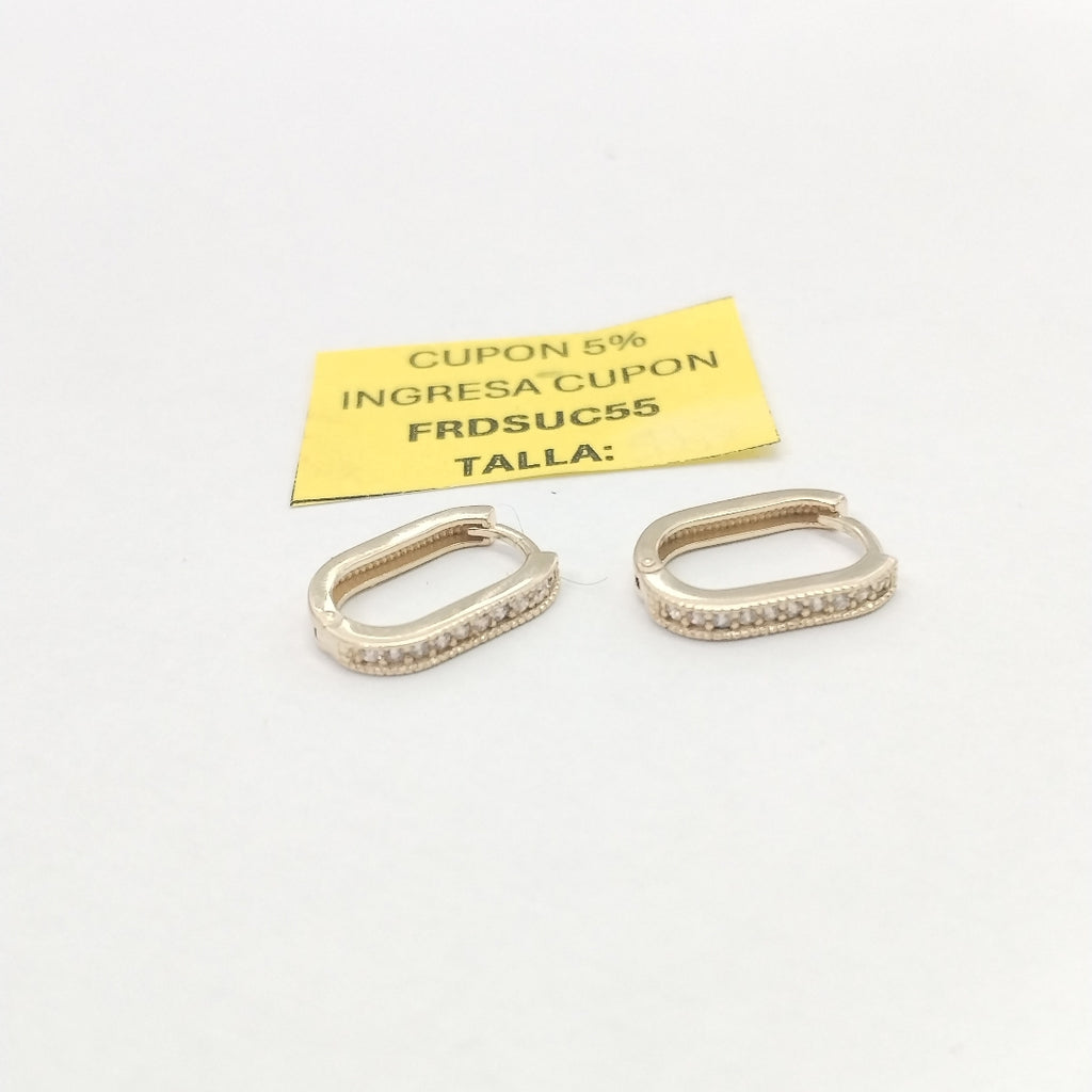 ARETES HUGGIES OVALADA C CIRCONIAS 14K 2.3 GR (NUEVO)