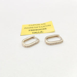 ARETES HUGGIES OVALADA C CIRCONIAS 14K 2.3 GR (NUEVO)