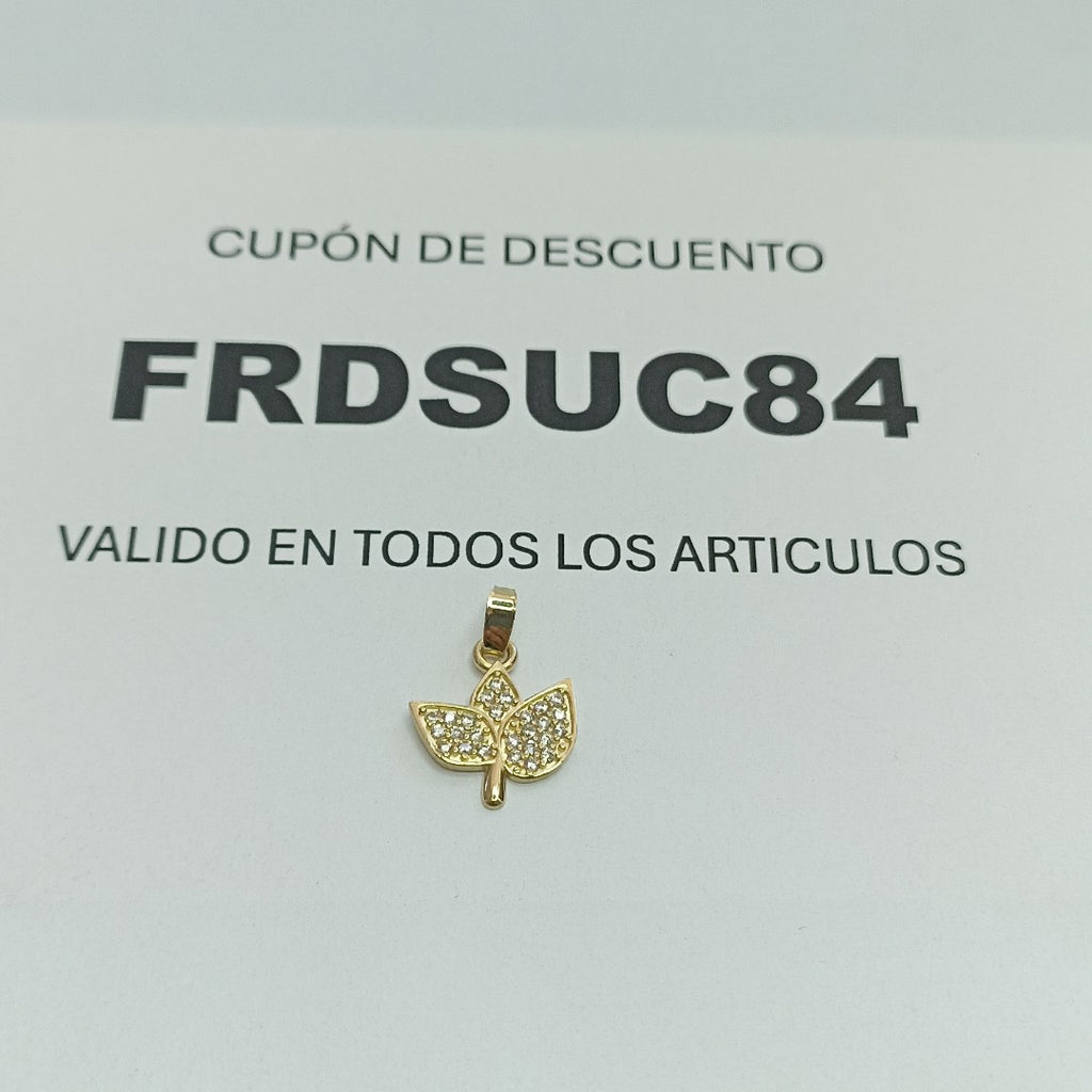 DIJE TEJIDO HOJAS CON CIRCONIAS 14K 1 GR (NUEVO)