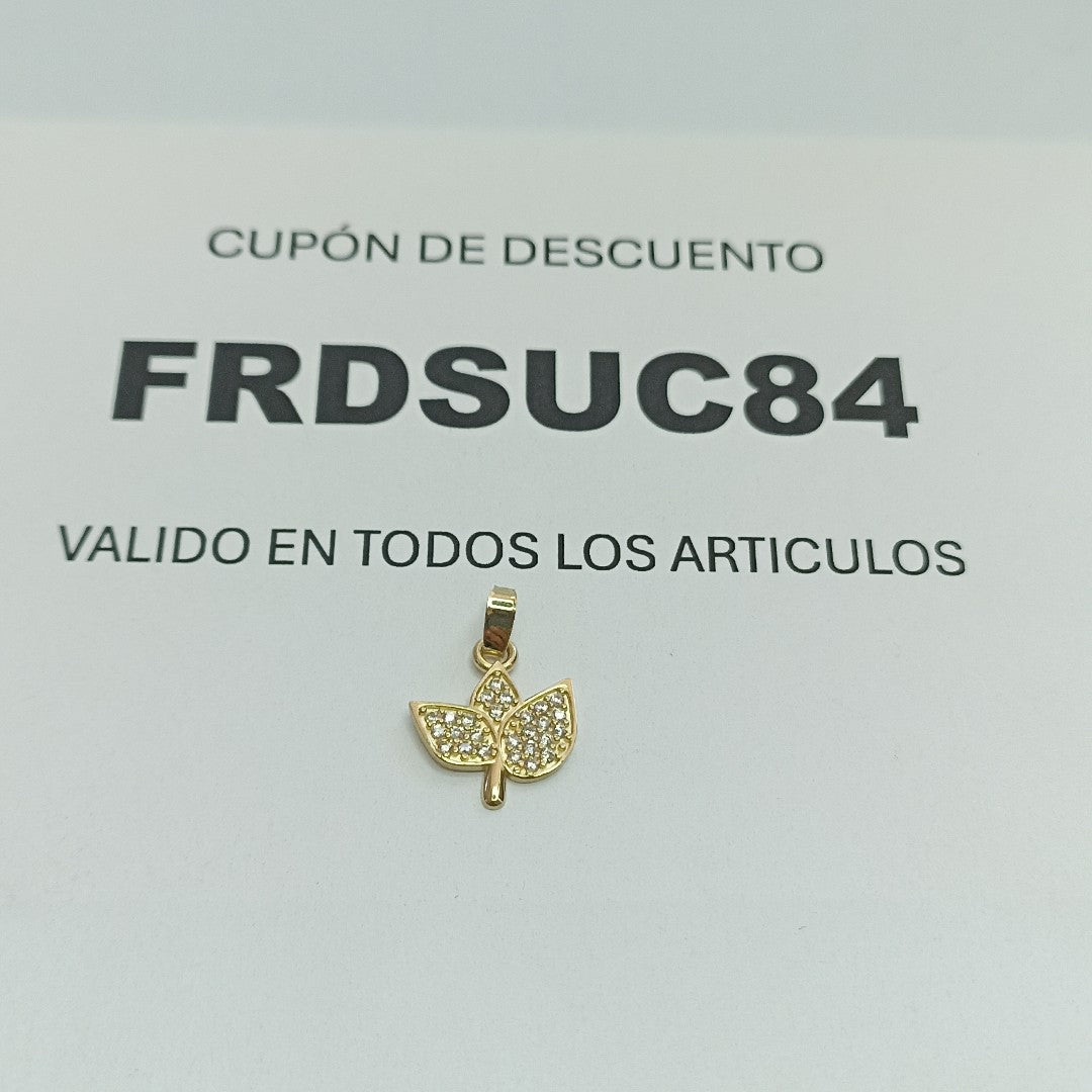 DIJE TEJIDO HOJAS CON CIRCONIAS 14K 1 GR (NUEVO)