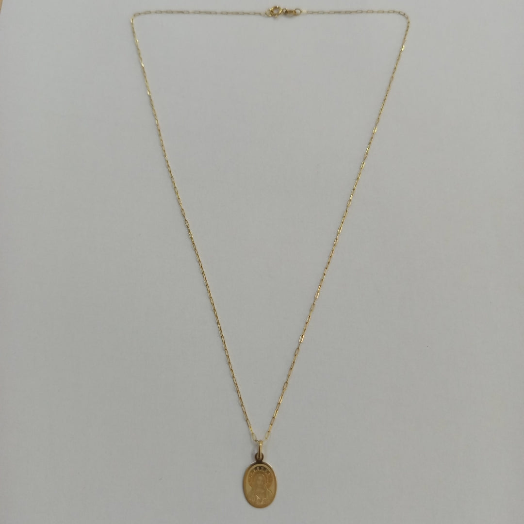 CADENA,MEDALLA RELIGIOSA ORO 14 K 1,20 GRMS (SEMINUEVO)