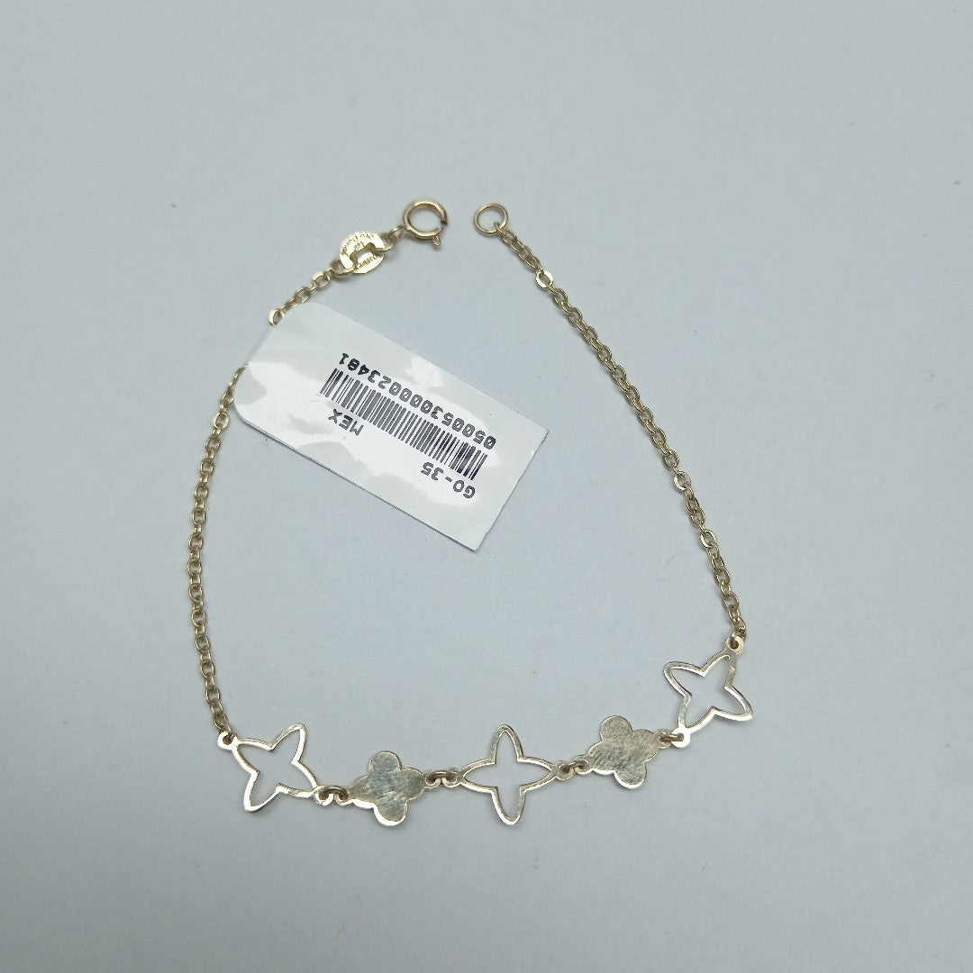 PULSERA TEJIDO ESP CON TREBOL 14K 18 CM 1.6 GR (NUEVO)