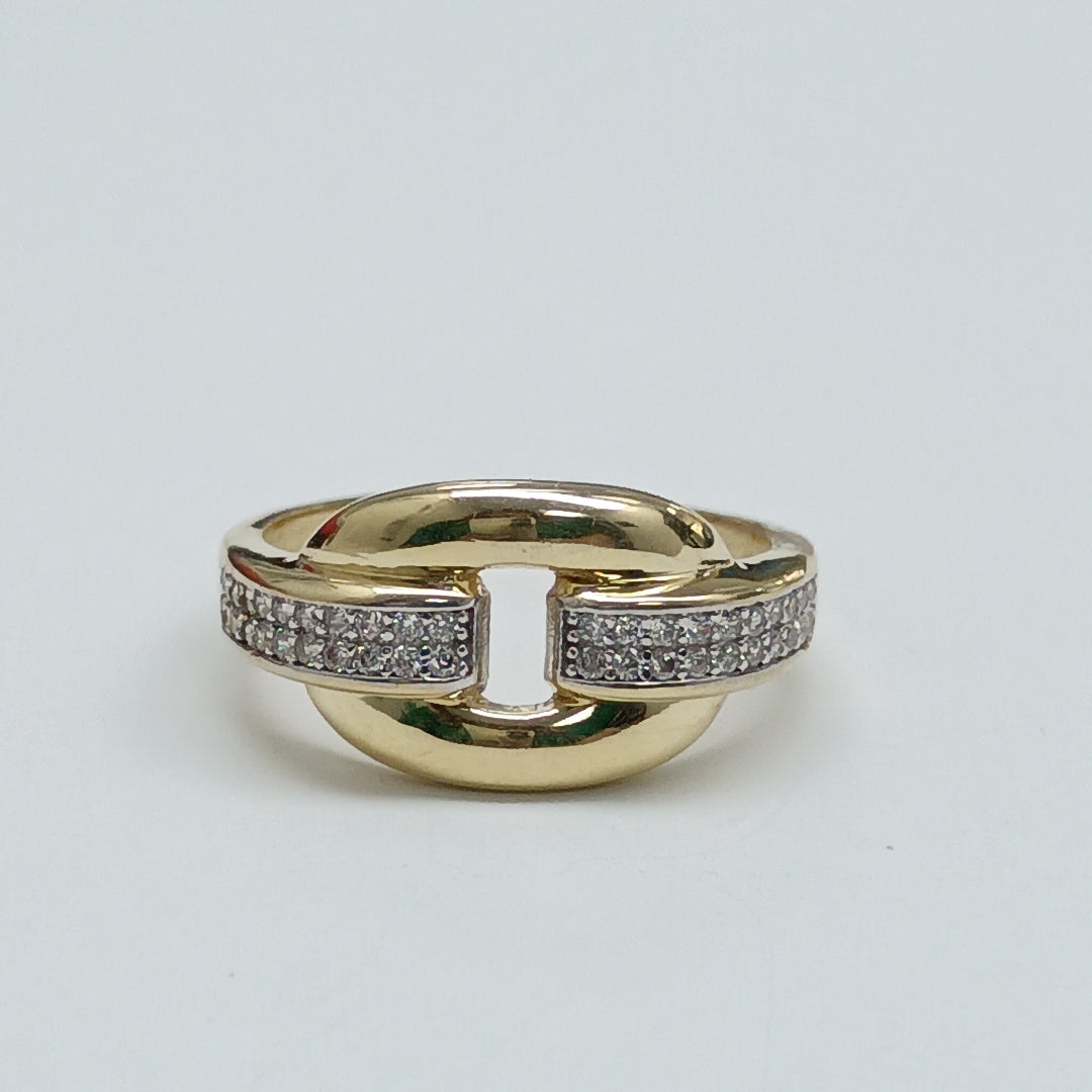 ANILLO ANILLITO C CIRCONIAS 10K 7.5 TALLA 2.6 GR (NUEVO)