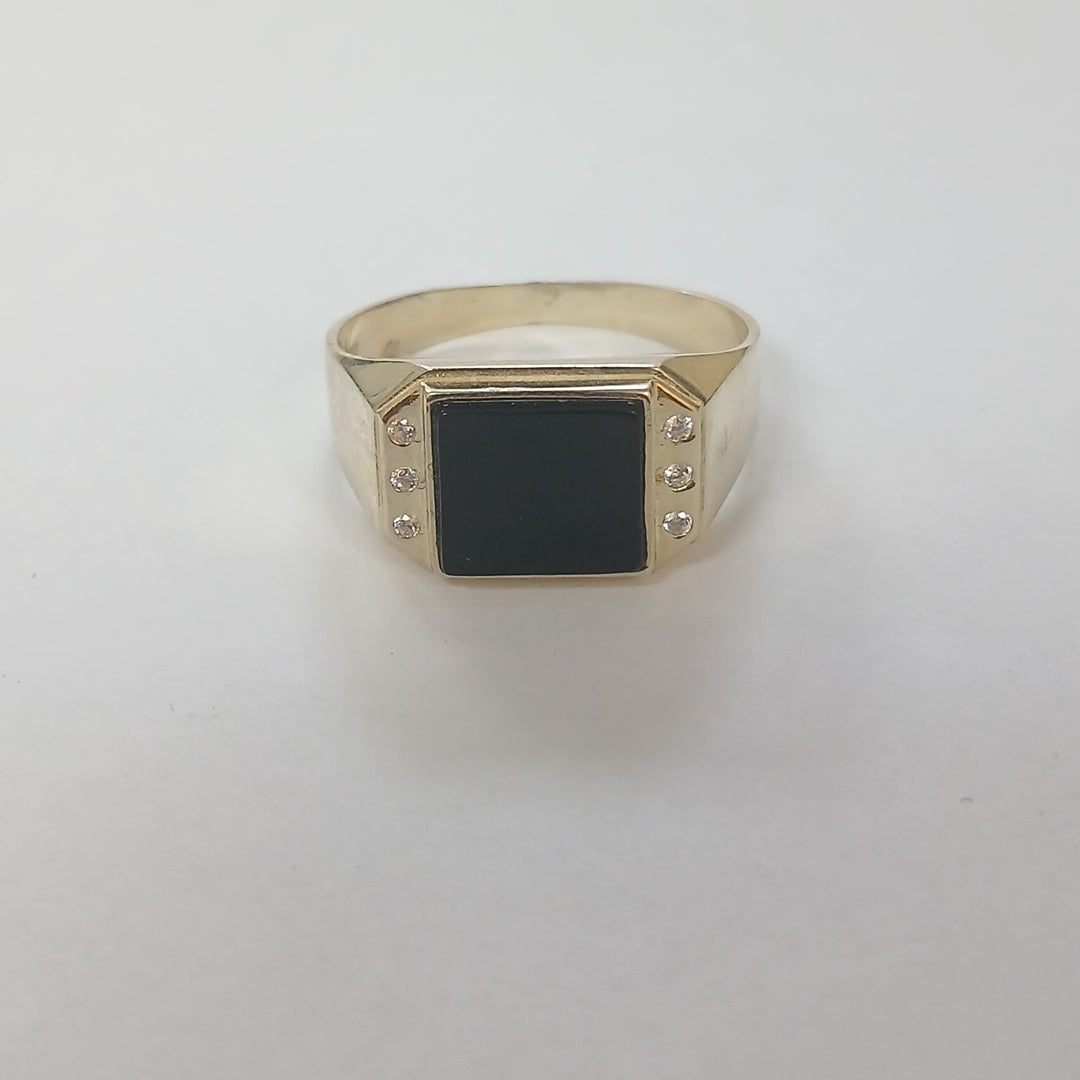 ANILLOS CON ONIX Y CIRCONIAS 10K TALLA 11 3.5 GR (NUEVO)