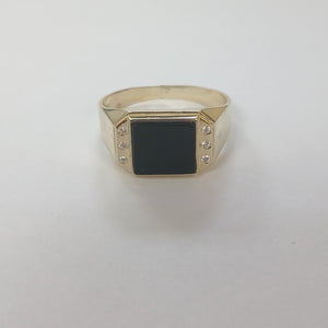 ANILLOS CON ONIX Y CIRCONIAS 10K TALLA 11 3.5 GR (NUEVO)