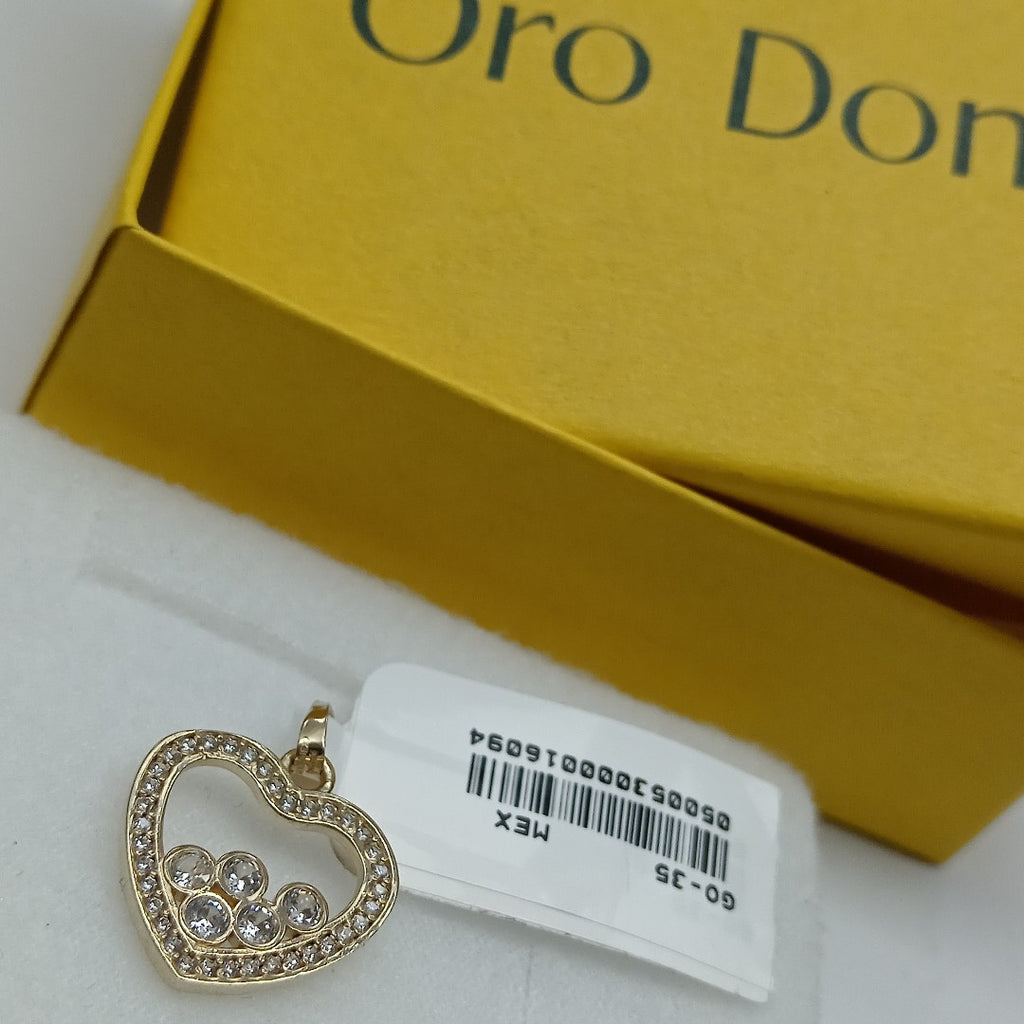 DIJE CORAZON CON CIRCONIAS 14K 1.7 GR (NUEVO)