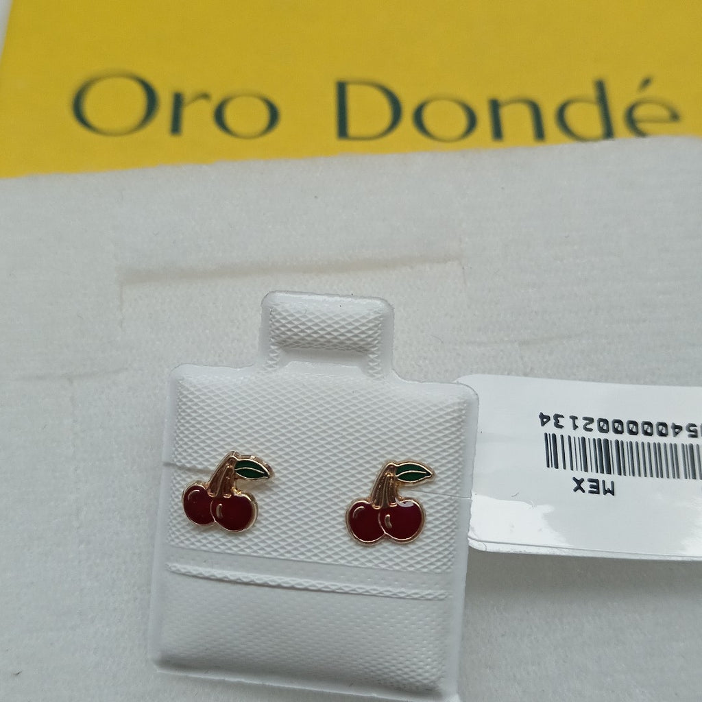 BROQUELES BROQUE FIG CEREZA C ESMALTE 14K 0.2203 GR (NUEVO)