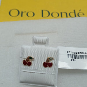 BROQUELES BROQUE FIG CEREZA C ESMALTE 14K 0.2203 GR (NUEVO)