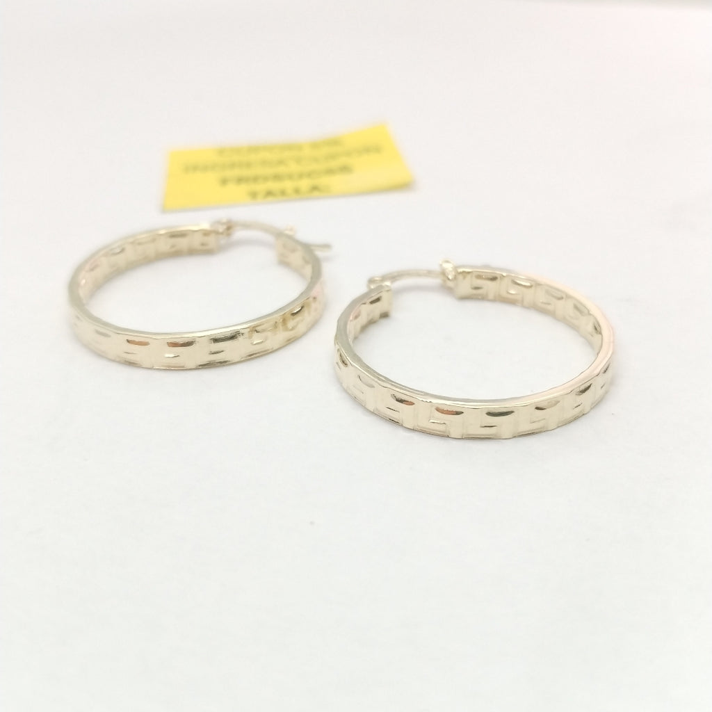 ARETES TEJIDO ARRACADA CON GRECAS 14K 2.7 GR (NUEVO)