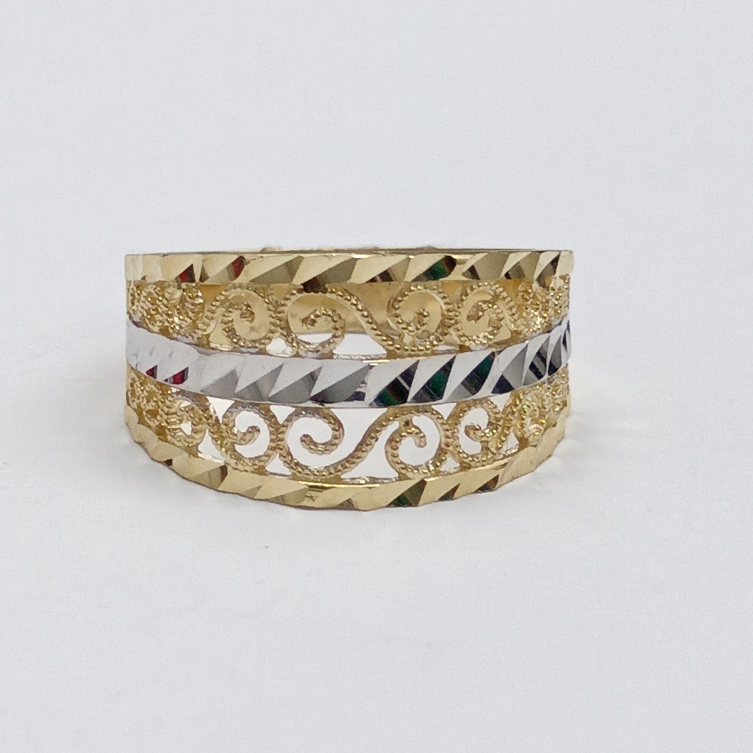 ANILLOS TIPO FILIGRANA COMBINADO 14K TALLA 8 2.7 GR (NUEVO)