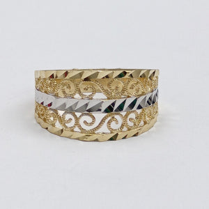 ANILLOS TIPO FILIGRANA COMBINADO 14K TALLA 8 2.7 GR (NUEVO)