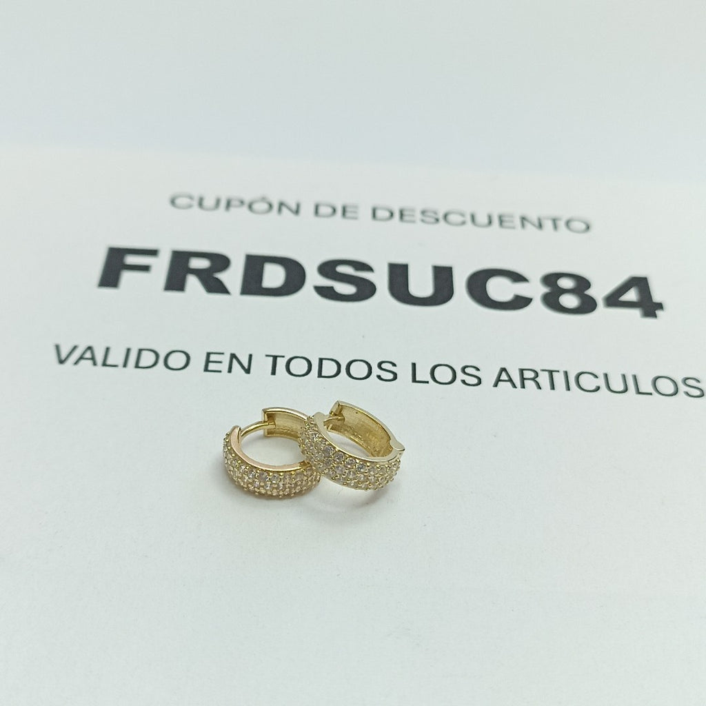 ARETES HUGGIE CON CIRCONIAS 14K 2 GR (NUEVO)
