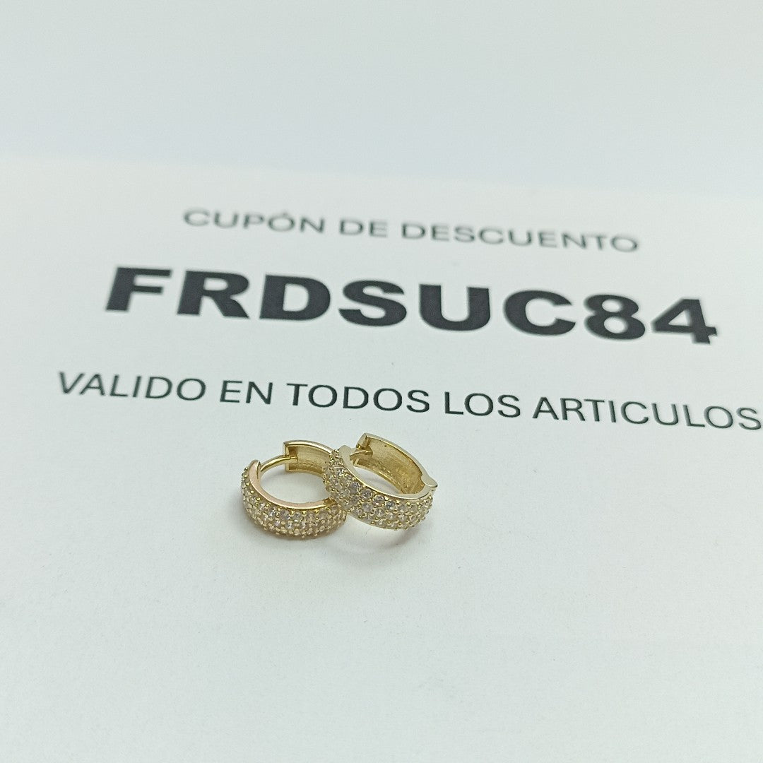 ARETES HUGGIE CON CIRCONIAS 14K 2 GR (NUEVO)
