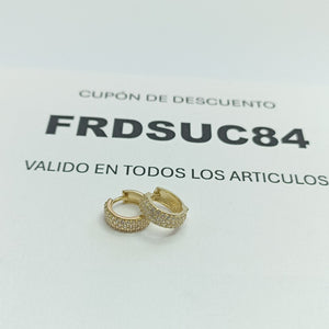ARETES HUGGIE CON CIRCONIAS 14K 2 GR (NUEVO)