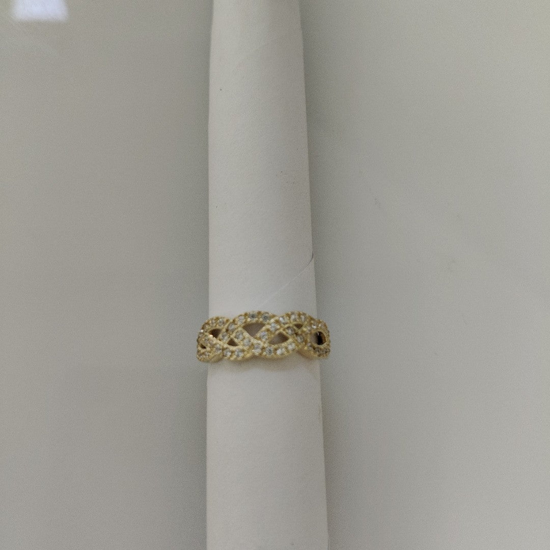 ANILLOS TRENZADO CON CIRCONIAS 14K TALLA 7 2.4 GR (NUEVO)