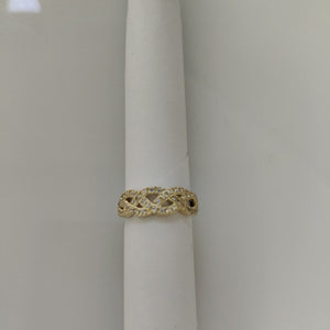 ANILLOS TRENZADO CON CIRCONIAS 14K TALLA 7 2.4 GR (NUEVO)