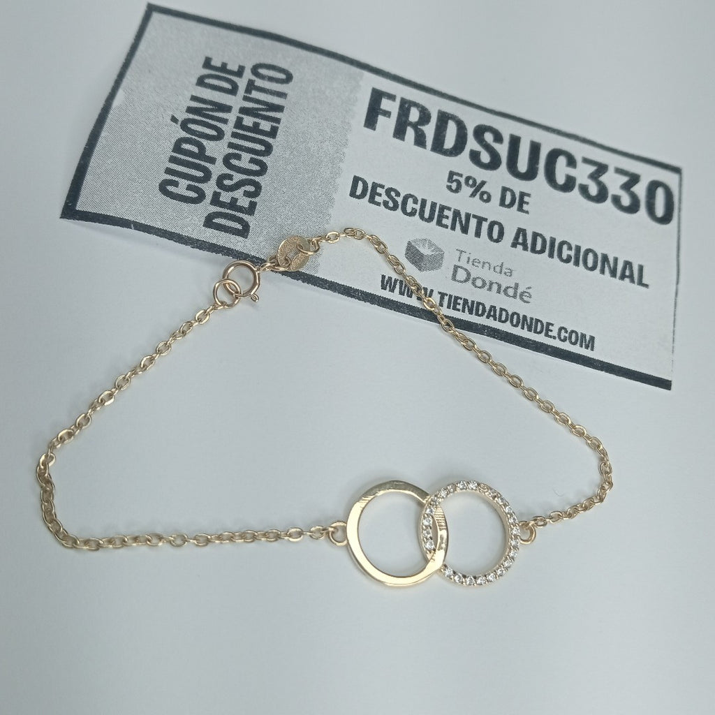 PULSERA TEJIDO ESPECIAL FIG AROS UNIDOS C CIRCS 14K 18 CM 2.1 GR (NUEVO)