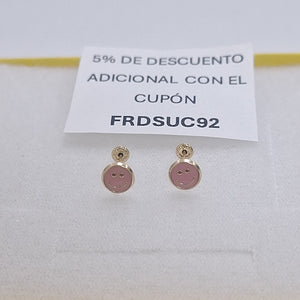 BROQUELES BROQUEL FIG SONRISA ESMALTE ROSA 14K 0.1696 GR (NUEVO)