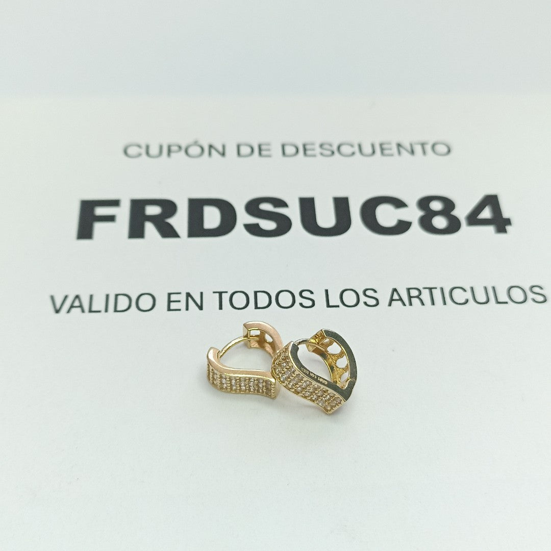 ARETES ARRACADAS CORAZON C CIRCONIAS 14K 2.1 GR (NUEVO)