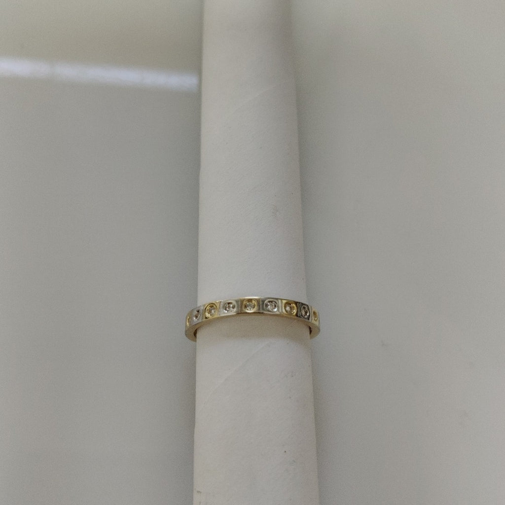 ANILLO ANILLITO C CIRCONIAS COMBINADO 14K 8 TALLA 2 GR (NUEVO)