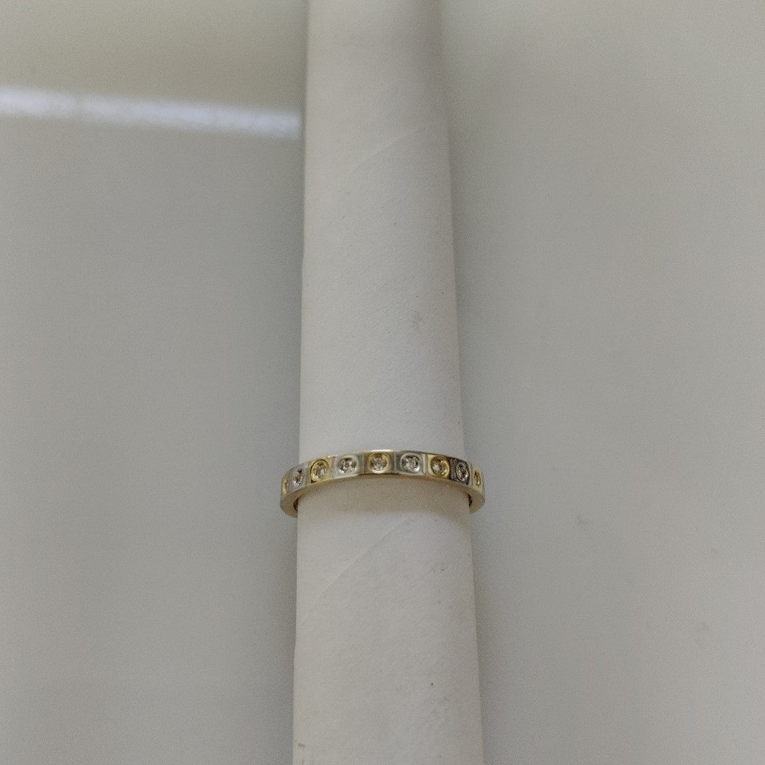 ANILLO ANILLITO C CIRCONIAS COMBINADO 14K 8 TALLA 2 GR (NUEVO)