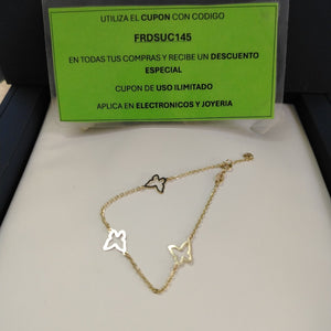 PULSERA ESPECIAL C MARIPOSAS 14K 18 CM 1.7 GR (NUEVO)