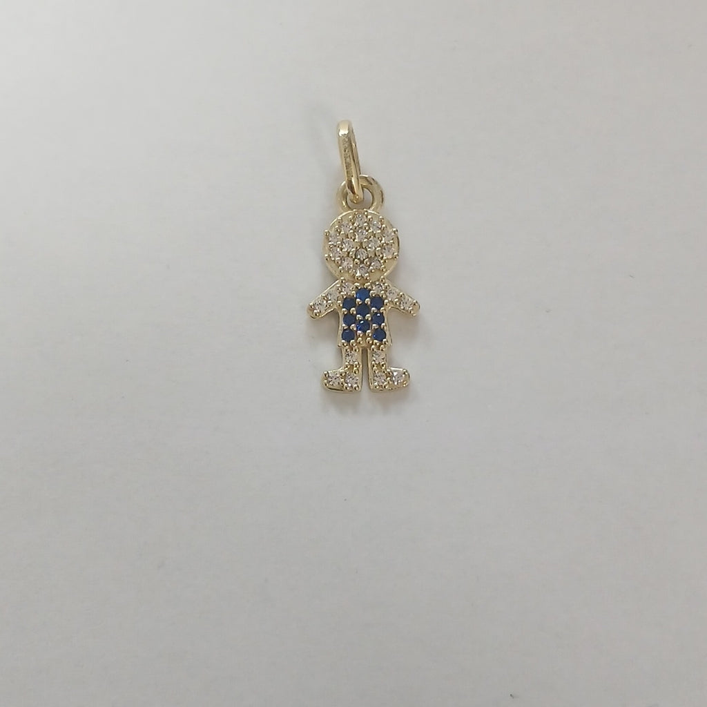 DIJE NIÑO CON CIRCONIAS Y PIEDRAS DE COLOR 10K 0.9 GR (NUEVO)